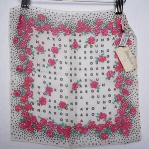 Vintage Emmanuel Ungaro Namesake Rose‎ and Dot Print Scarf w/ Neiman Marcus Tags